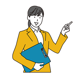 右を指差す女性のイラスト